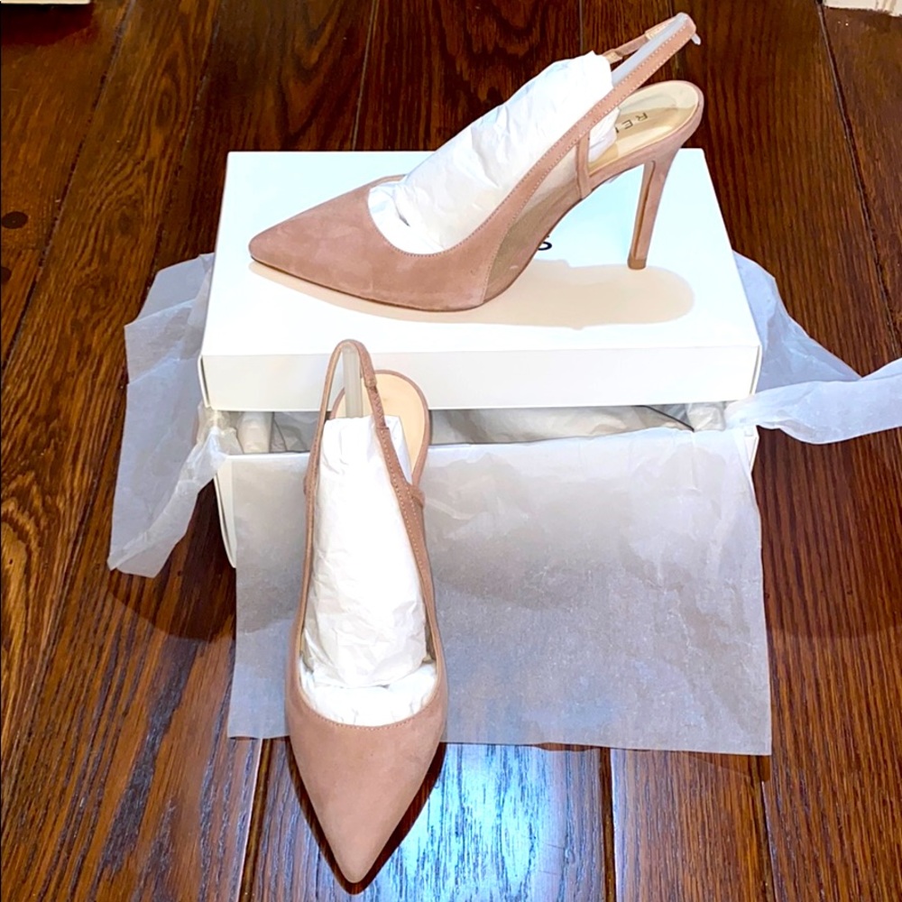 Cara sling back mesh detail pointed court shoe